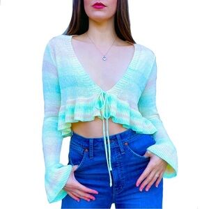 SHEIN Pastel Rainbow Y2K Cropped Sweater Size Small